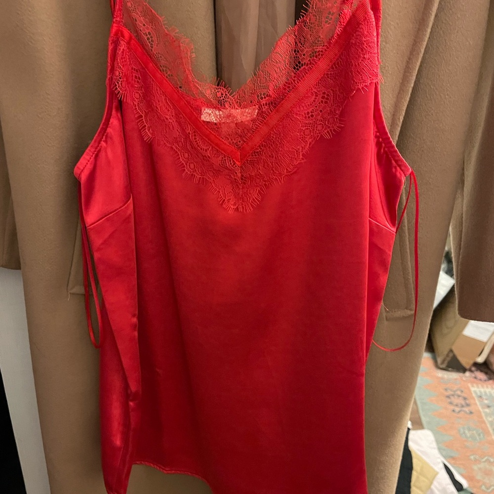 Skies Are Blue Red Lace Fitted Camisole